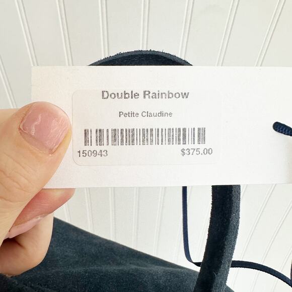 Clare V. Petite Claudine Navy Suede Crossbody Bag Top Handle Shoulder Purse NEW - Picture 9 of 10